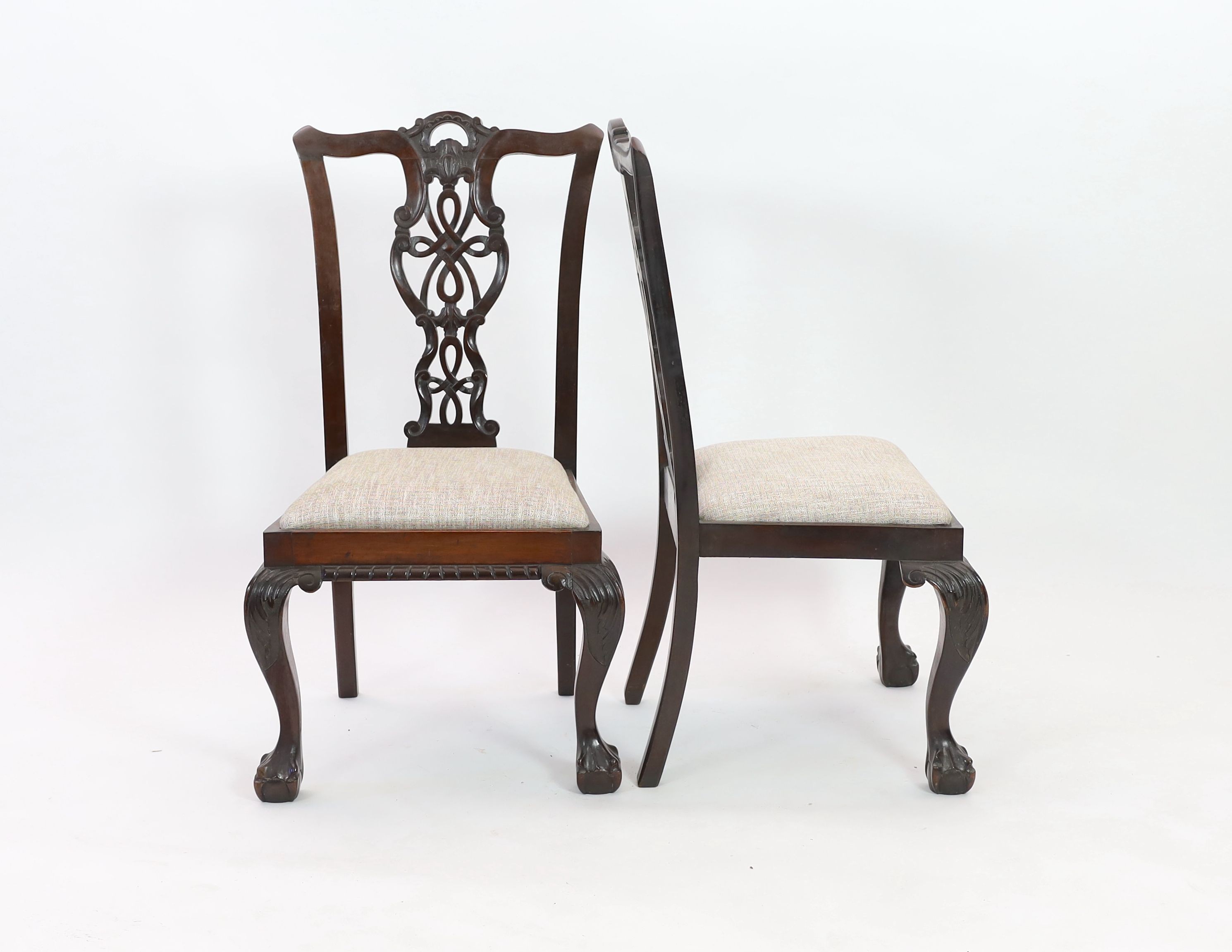 A pair of Chippendale revival mahogany dining chairs